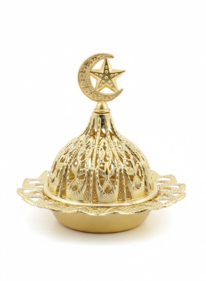 Golden Arabic Incense Burner – Elegant Metal Incense Holder Made of High-Quality Iron with Removable Lid – Perfect for Evenly Spreading Fragrance, Home Decor, Special Occasions & Luxurious Gift for Friends and Family - Image 1